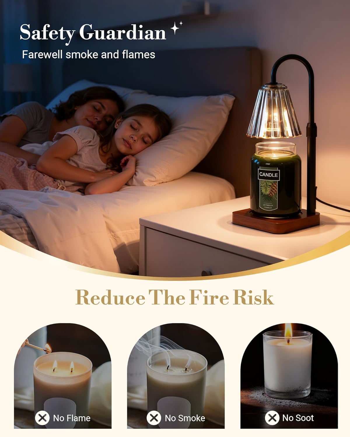 Marycele Candle Warmer Lamp with Timer & Dimmer - Mothers Day Gifts for Women Mom Her, Aesthetic Office Home Decor, Adjustable Height Wax Melter for Candle Jar & 3-Wick Candles (2 Bulbs Included)