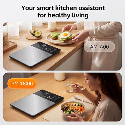 TFT Dual Display Smart Nutrition Scale with App, Tracks Calories, Fat, Carbs & Protein, 1g Precision, 5kg/11lb, 50 Foods 24 Nutrients, for Meal Prep, Keto & Healthy Diet