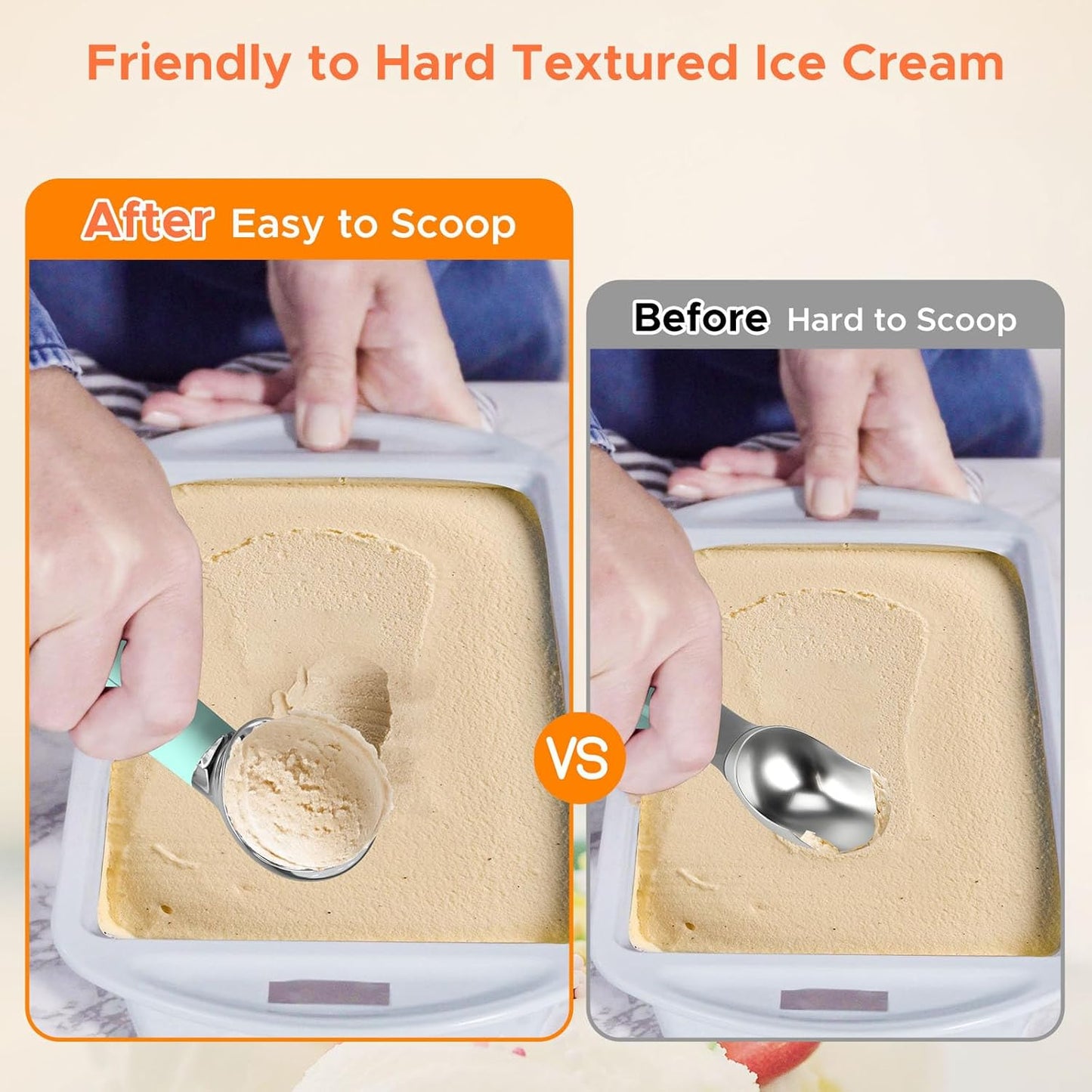 LT LAUDTEC Heated Ice Cream Scoop, Rechargeable Electric Warming Scooper, Heats to 158F for Hard Ice Cream, IP67 Waterproof, Easy for Seniors & Kids (Yellow)
