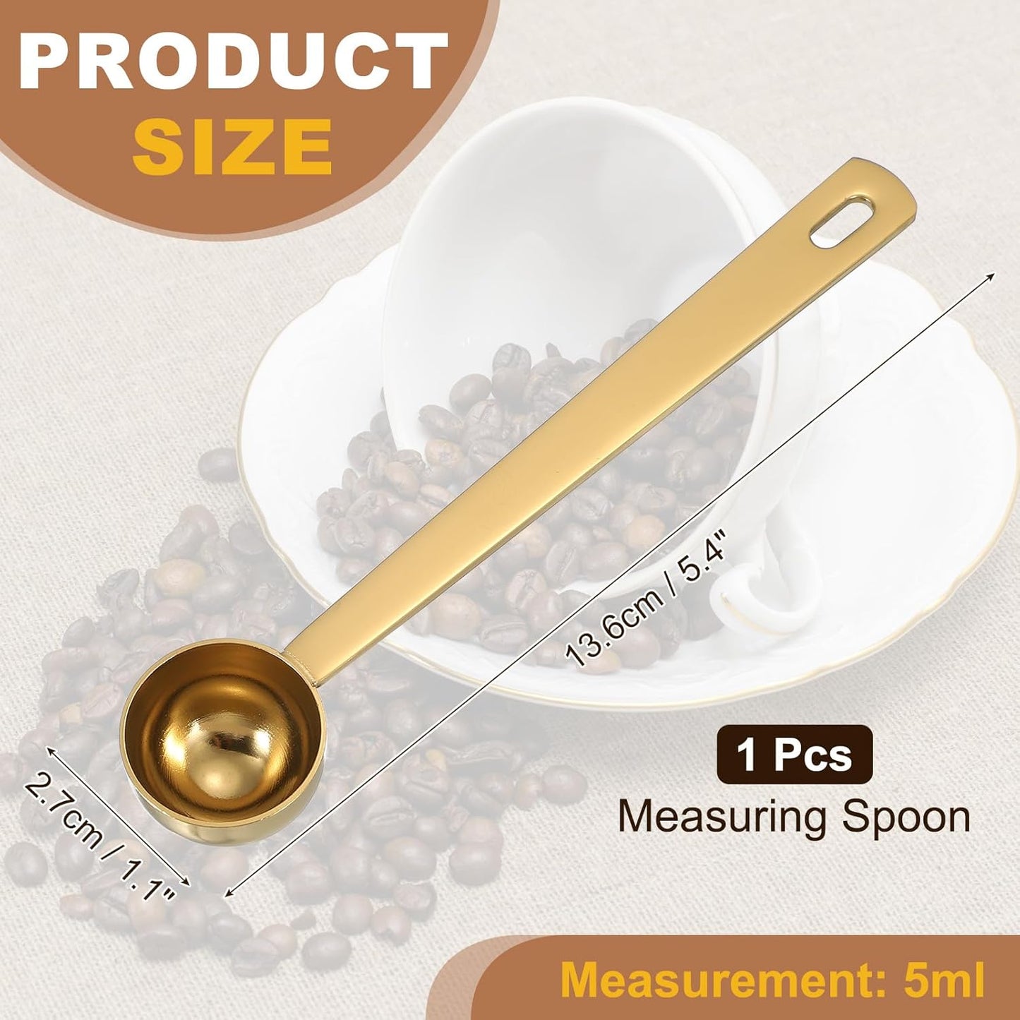 uxcell Measuring Spoon, 15ml Long Handle Table Scoop Teaspoon Coffee Scoop Spoon for Ground Coffee Tea Sugar Cooking Baking, Black