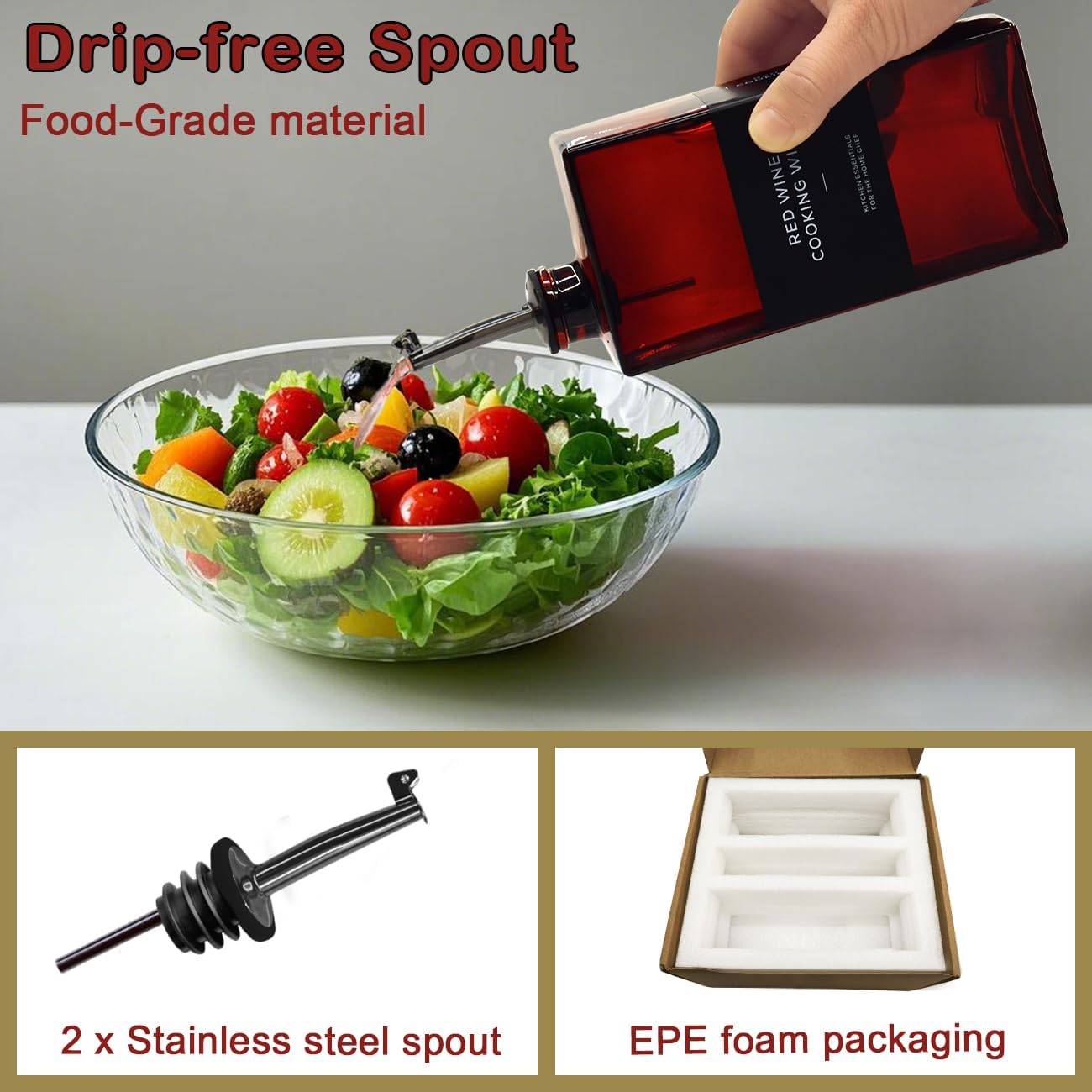 Olive Oil Dispenser Bottle for Kitchen- 16.9oz Oil Bottles UV Protection, Oil and Vinegar Dispenser Set, Drip-Free Pourer, Elegant Kitchen Essential- 16.9oz, Set of 2