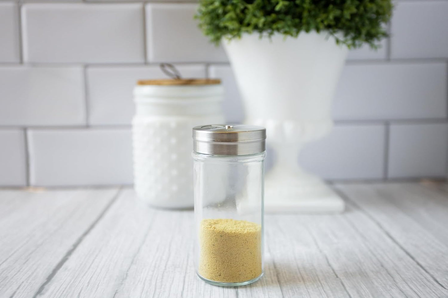 Fox Run 5167 Glass Spice Jar with Stainless Steel Shaker Lid, 6 Ounce, Clear Container for Seasonings, 1 Count (Pack of 1)
