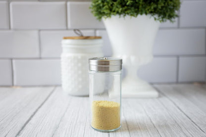 Fox Run 5167 Glass Spice Jar with Stainless Steel Shaker Lid, 6 Ounce, Clear Container for Seasonings, 1 Count (Pack of 1)