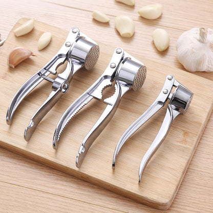 3-in-1 Multifunctional Garlic Press – Heavy Duty Garlic Mincer, Ginger Crusher & Nut Cracker/Cherry Pitter, Ergonomic Easy Squeeze, Rust Proof & Dishwasher Safe