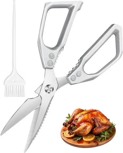 Professional Heavy Duty Kitchen Shears, All-Steel Premium Stainless Steel Poultry Scissors, Multi-Purpose Meat and Bone Cutter for Chicken, Fish and Herbs, Ultra Sharp Cooking Shears