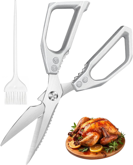 Professional Heavy Duty Kitchen Shears, All-Steel Premium Stainless Steel Poultry Scissors, Multi-Purpose Meat and Bone Cutter for Chicken, Fish and Herbs, Ultra Sharp Cooking Shears