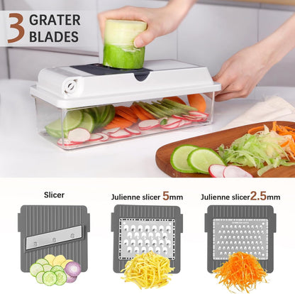 LHS Professional Multifunctional Vegetable Chopper Pro Food Chopper with Food Storage Containers, Mandoline Slicer Onion Dicer Fruit Cutter, Kitchen Gadgets and Home Essentials(7 in 1, Black)