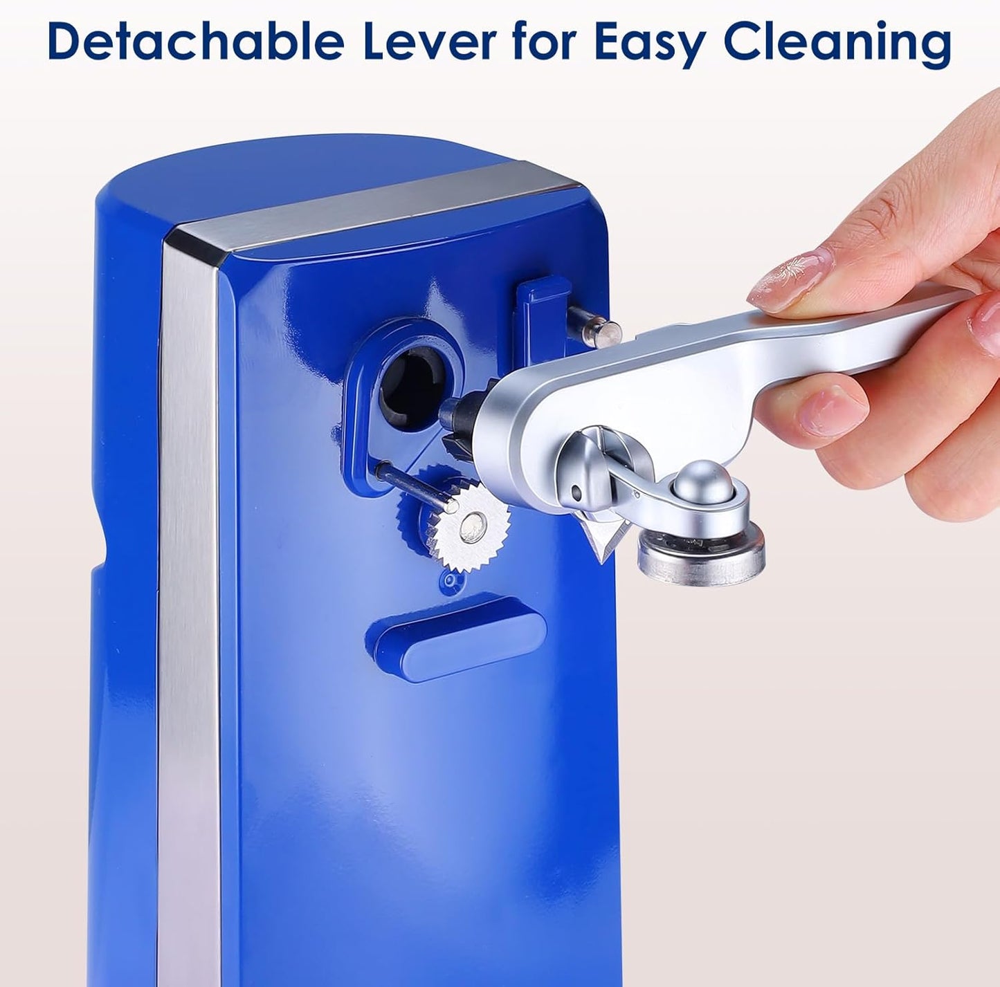Davivy Electric Can Opener - One-Touch Hands-Free Operation,Removable Stainless Steel Cutter, 3-in-1 Design with Knife Sharpener&Bottle Opener(Blue)