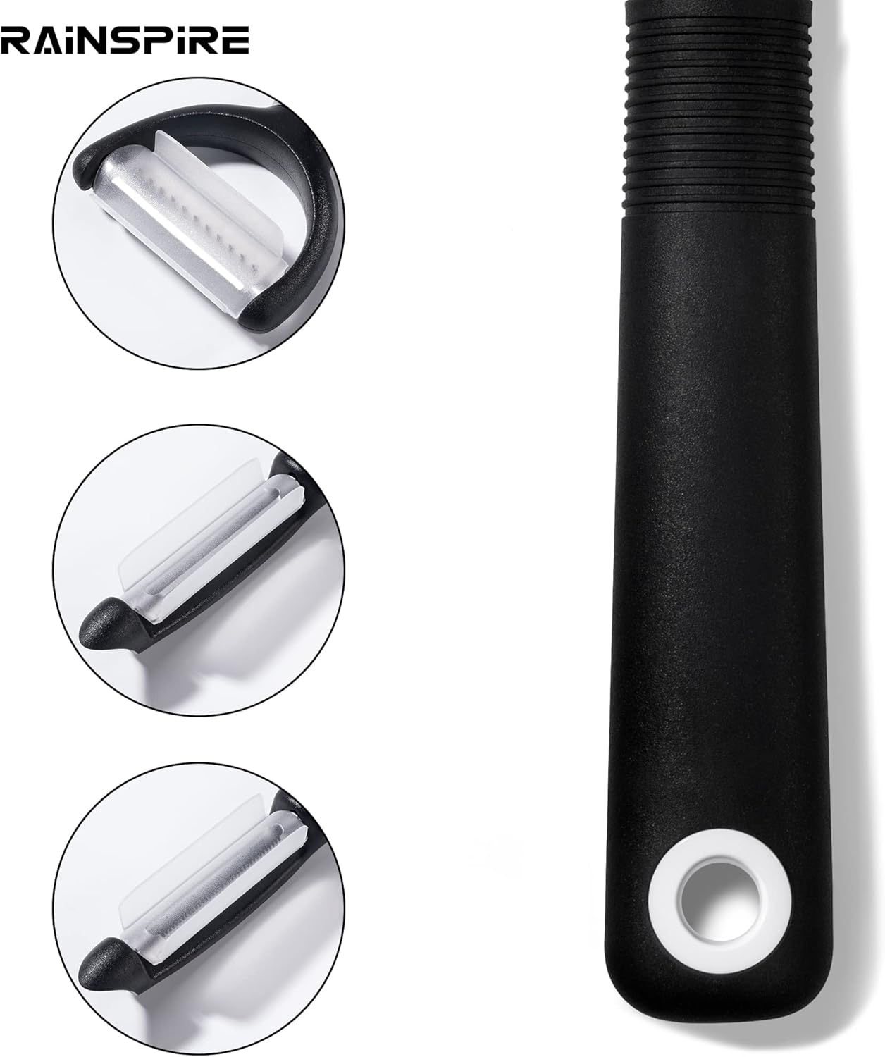 Rainspire 3-Piece Peeler Set, Premium Swivel Vegetable Peeler, Kitchen Gadgets Apple Peeler Potato Peeler Veggie Peeler Fruit Peeler, Dishwasher Safe Kitchen Accessories, Black