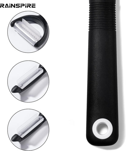 Rainspire 3-Piece Peeler Set, Premium Swivel Vegetable Peeler, Kitchen Gadgets Apple Peeler Potato Peeler Veggie Peeler Fruit Peeler, Dishwasher Safe Kitchen Accessories, Black