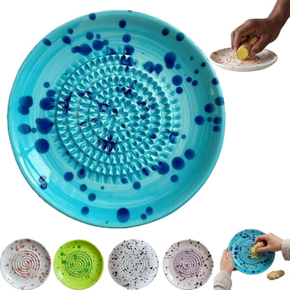 Premium Ceramic Garlic Grater Plate,Exquisitely Handcrafted Ginger Grater Plate,Modern Design Multipurpose Grinder Plates Burnishing Machine for Fruits Vegetables Ginger Garlic Onion (White)