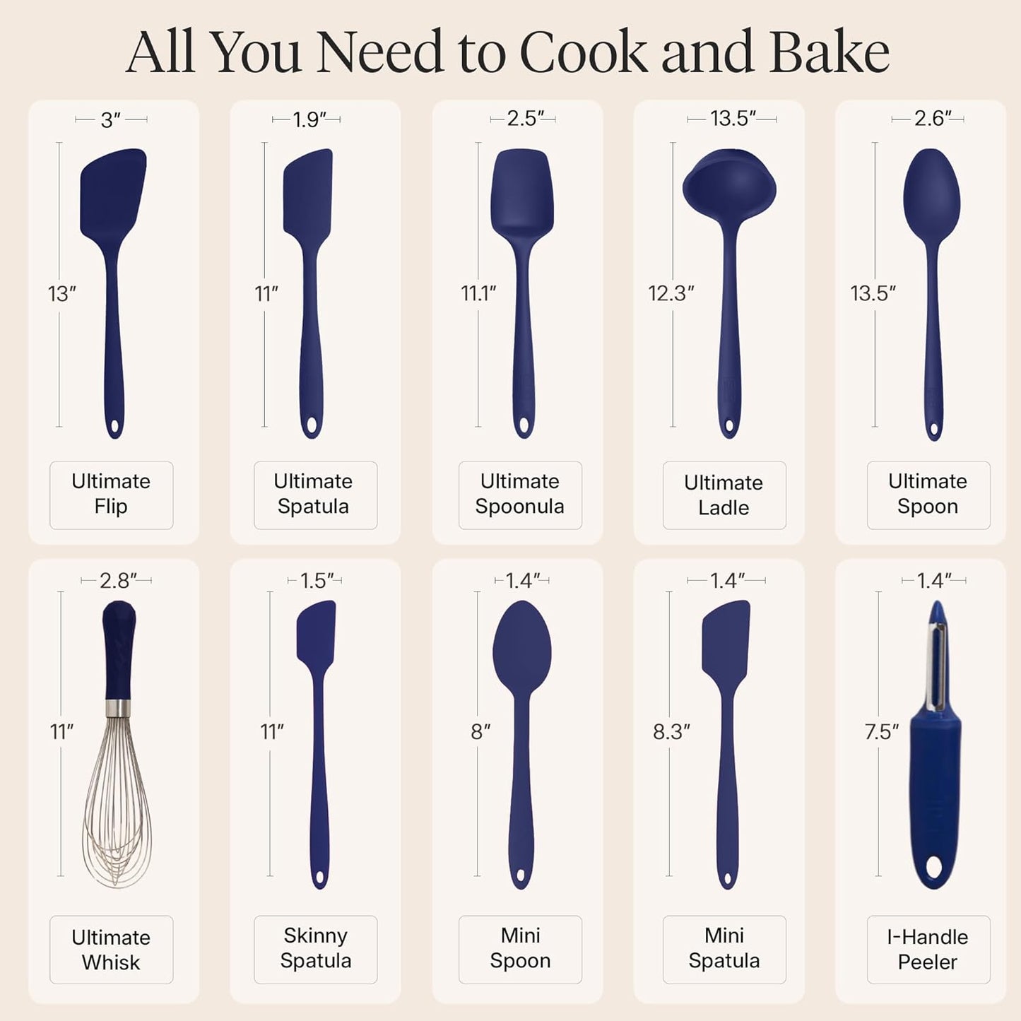 GIR: Get It Right 5-Piece Silicone Ultimate Kitchen Utensils Set - Ladle, Spatula, Flip, Spoon & Spoonula - Non-Toxic Cooking Utensils for Nonstick Cookware, Cooking and Baking - Black