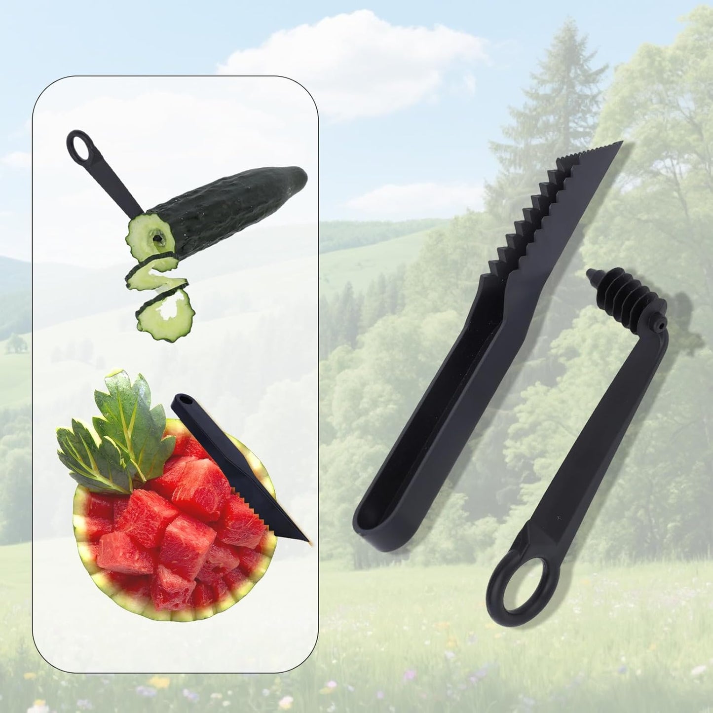 Kitchen Spiral Cutter and V-Shaped Tools, Spiral Potato Slicer Knife Vegetable Spiralizer Manual Screw Peelers Kitchen Gadgets for Fruit Cucumber Potato Carrot