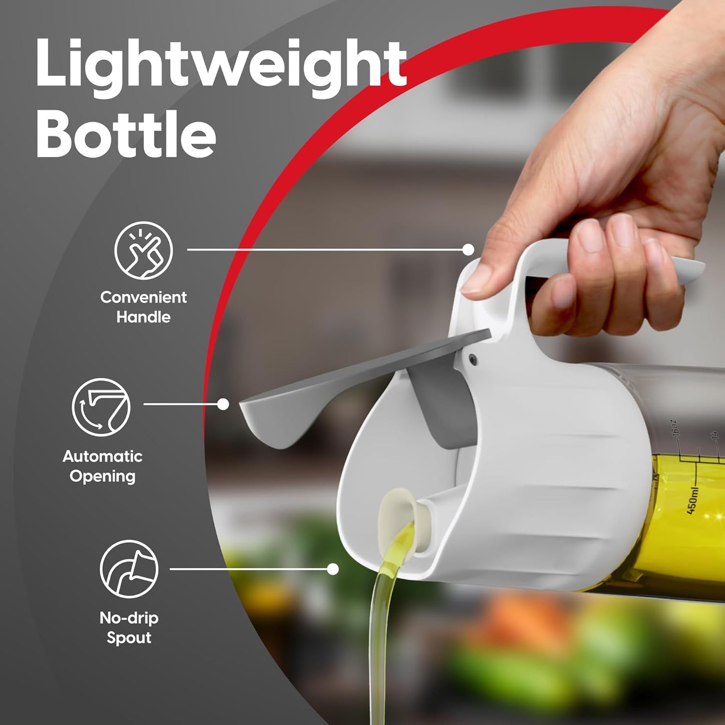 DWËLLZA KITCHEN Olive Oil Dispenser Bottle For Kitchen Set 6 oz Sprayer For Cooking and Glass 17 Oz. Cooking Pour Dispenser With Measurements for Cooking, Airfryer, Salad & BBQ