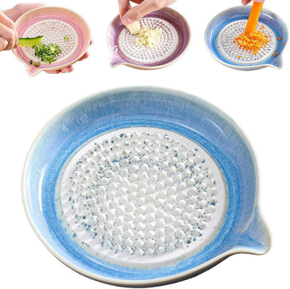 Premium Ceramic Garlic Grater Plate,Exquisitely Handcrafted Ginger Grater Plate,Modern Design Multipurpose Grinder Plates Burnishing Machine for Fruits Vegetables Ginger Garlic Onion (White)