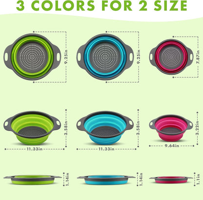 Silicone Collapsible Colander Sink Colander Collapsible Camping Versatile Collapsible Strainer Sink strainer basket over Sink Strainer (Red Green Blue)