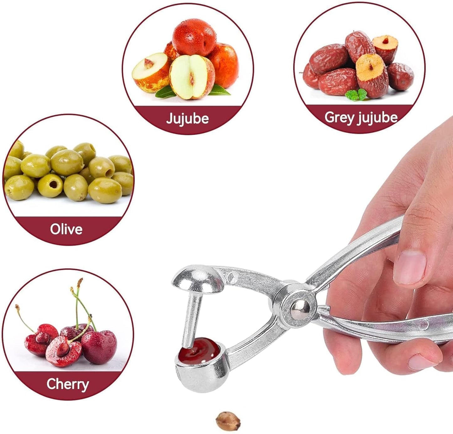 Cherry Pitter, Olive Stoner Pitter Olive Stainless Steel Cherry Picker Tool Heavy Duty Pit Picker Tool Fruit Pit Remover with Lock