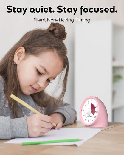BellMan Visual Timer with Pause Button, 60 Minute Countdown Rainbow Timer for Kids and Adults with Silent Operation, Study and Meetings Time Management Tool, Design for Home, Office and Gift, White
