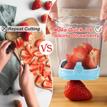 Creative Strawberry & Fruit Slicer - Detachable Cutter with Push Plate (Black)