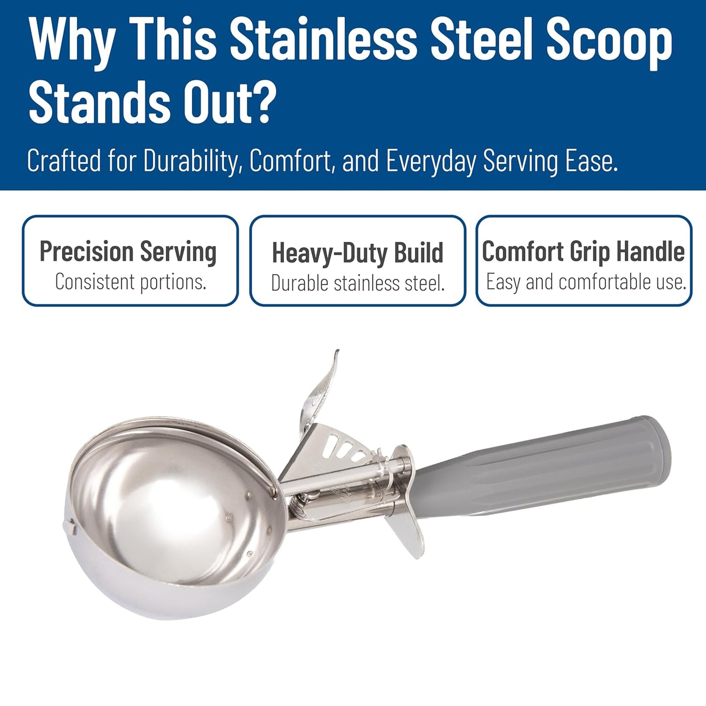Carlisle FoodService Products 60300-30 Stainless Steel Portion Control Disher Scoop, 1.3 oz, Black, 1 Count