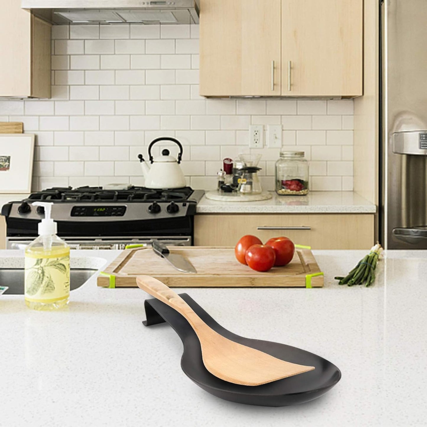 VanlonPro Stainless Steel Spoon Rest, Spatula Ladle Holder, Stainless Steel Utensil Spoon Rest Holder, Brushed Finish, Dishwasher Safe 9.8 x 3.7 Inch (Silver 1PC)