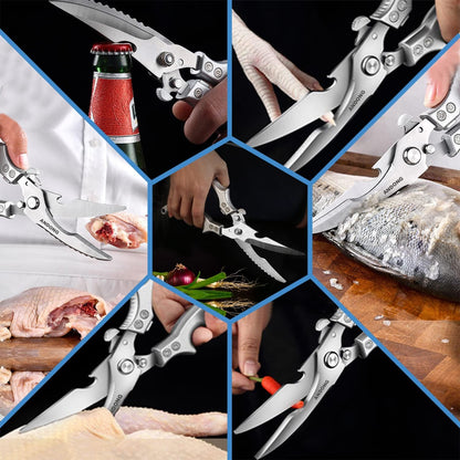 ANDONG Upgrade Heavy Duty Stainless Steel Kitchen Scissors - Professional Poultry Shears for Bone, Meat, Chicken, Fish, Turkey, Vegetables,Spring Loaded Multipurpose Ultra Sharp Utility Scissors