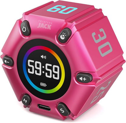 Pomodoro Timer, Magnetic Visual Timer with Flip Countdown, Silent & Alarm, Tools for Anyone, Cube Digital Timer for for Work, Kitchen Cooking, Study, 3/5/10/25/30/60min & Custom Countdown - Turquoise