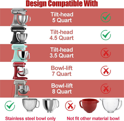 Silicone Liners for KitchenAid 5 Quart Stand Mixer - Stand Mixer Accessories for 4.5 Quart Mixer, No More Mixer Bowls Needed - 3 Liners & 3 Lids