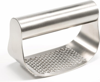 304 Stainless Steel Garlic Press Rocker - Premium Garlic Mincer Garlic Crusher - and Scraper - Comfortable Grip (No opener)