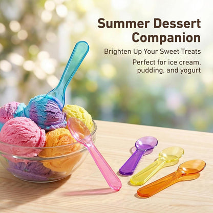 Mini Spoons - 100PCS Tasting Spoons Plastic Disposable Cutlery Small Spoon For Tasting Ice Cream Cake Jelly Pie Yogurt Dessert For Party Celebrations Multi-Color
