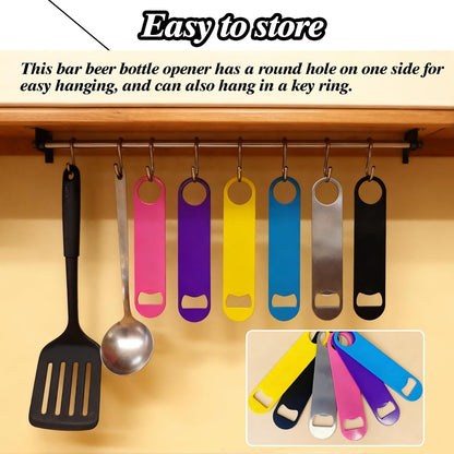 5 Pcs Pink Stainless Steel Heavy Duty Flat Bottle Openers, 7 Inch Solid Beer Opener for Bartenders, Bars, Kitchens, Weddings, Birthday Parties