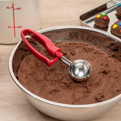 Restaurantware Ice Cream Scoop 1 Case 3.75 oz Stainless Steel Portioner Commercial Kitchen Tool Comfortable Grip Dishwasher-Safe Ambidextrous Handle