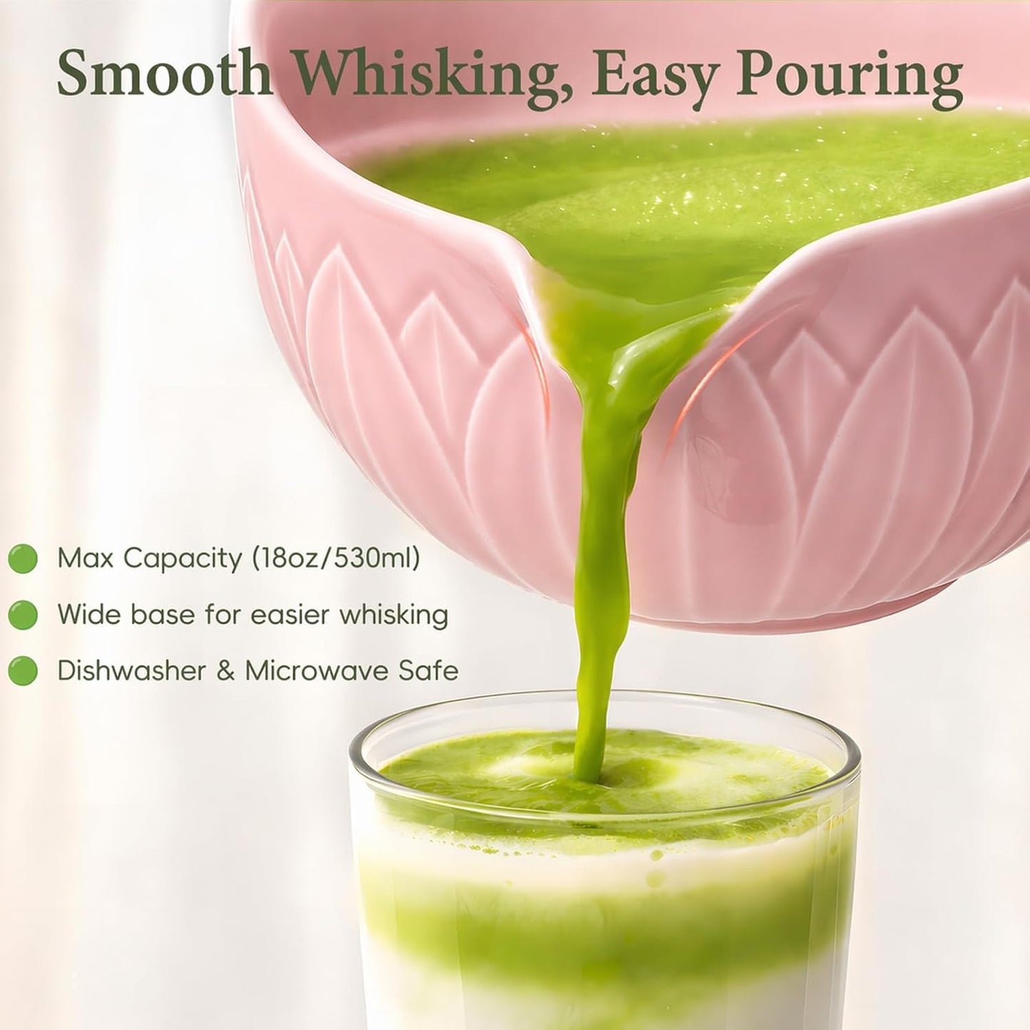 Matcha Whisk Set, Ceramic Matcha Set Includes Bowl & Holder, Bamboo Whisk (Chasen), Scoop, Spoon and Sifter, 6PCS Matcha Kit Covers Everything Needed for Making Matcha (Green)