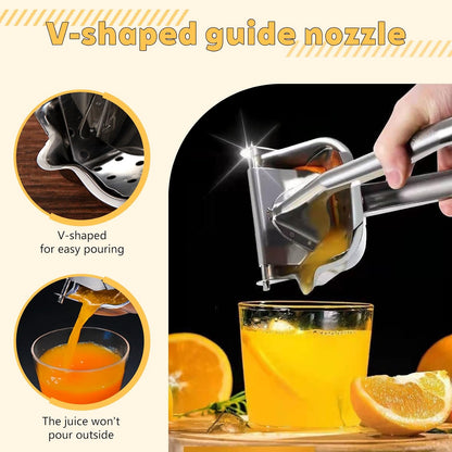 Stainless Steel Manual Juicer, Orange Juice Squeezer, Lemon Squeezer Stainless Steel, Orange Juice Squeezer, Fruit Juicer for Watermelon Lemon Orange Grapes and Other Fruit