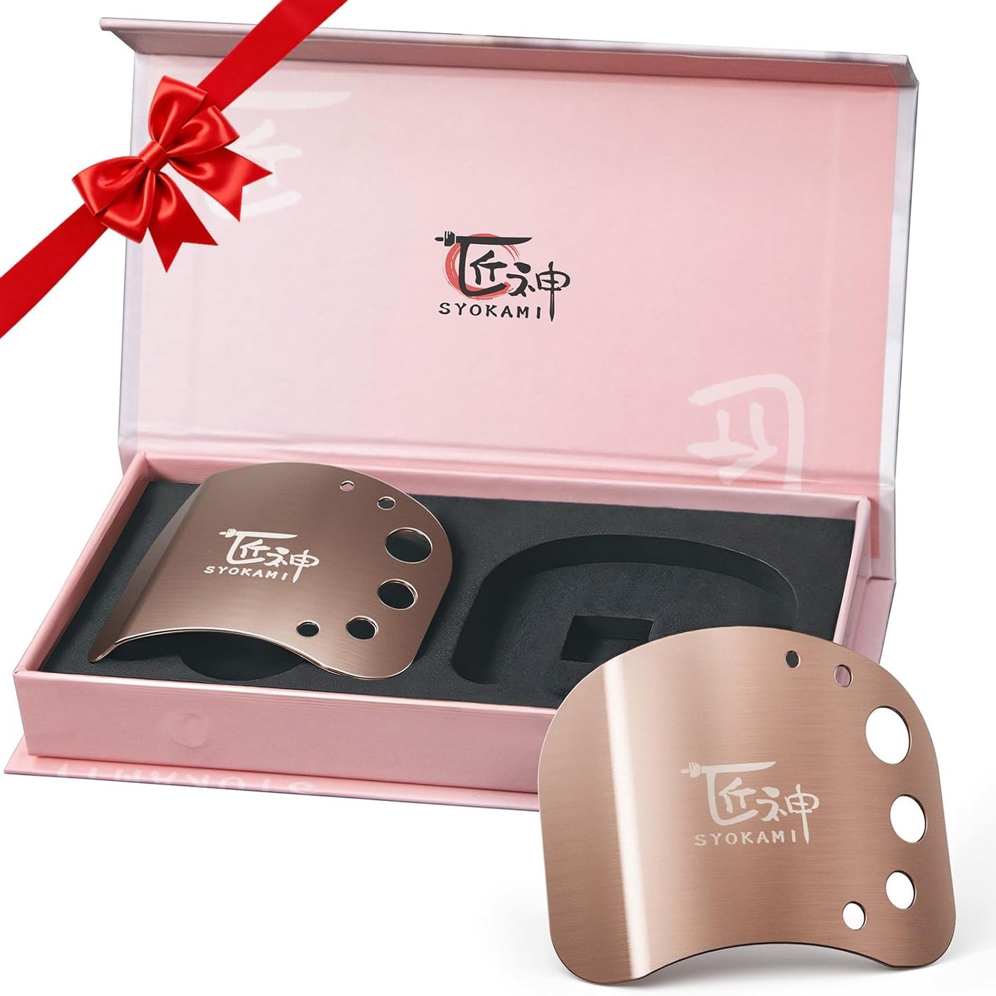 SYOKAMI Finger Guards for Cutting Food, Protects Women’s Fingers and Nails, Ideal Gift for Her, Mom or Wife, 2 Stainless Steel Finger Protectors with Herb Stripper, Adjustable Size