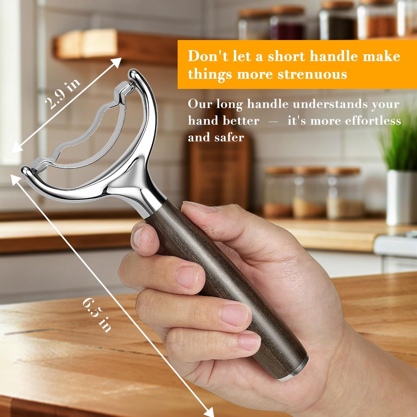 KULUNER Durable Stainless Steel Corn Peeler with Polished Wood Handle Corn on the Cob Stripper Kernel Remover Easy Use Corn Kernel Cutter Kitchen Gadget（Rosewood）