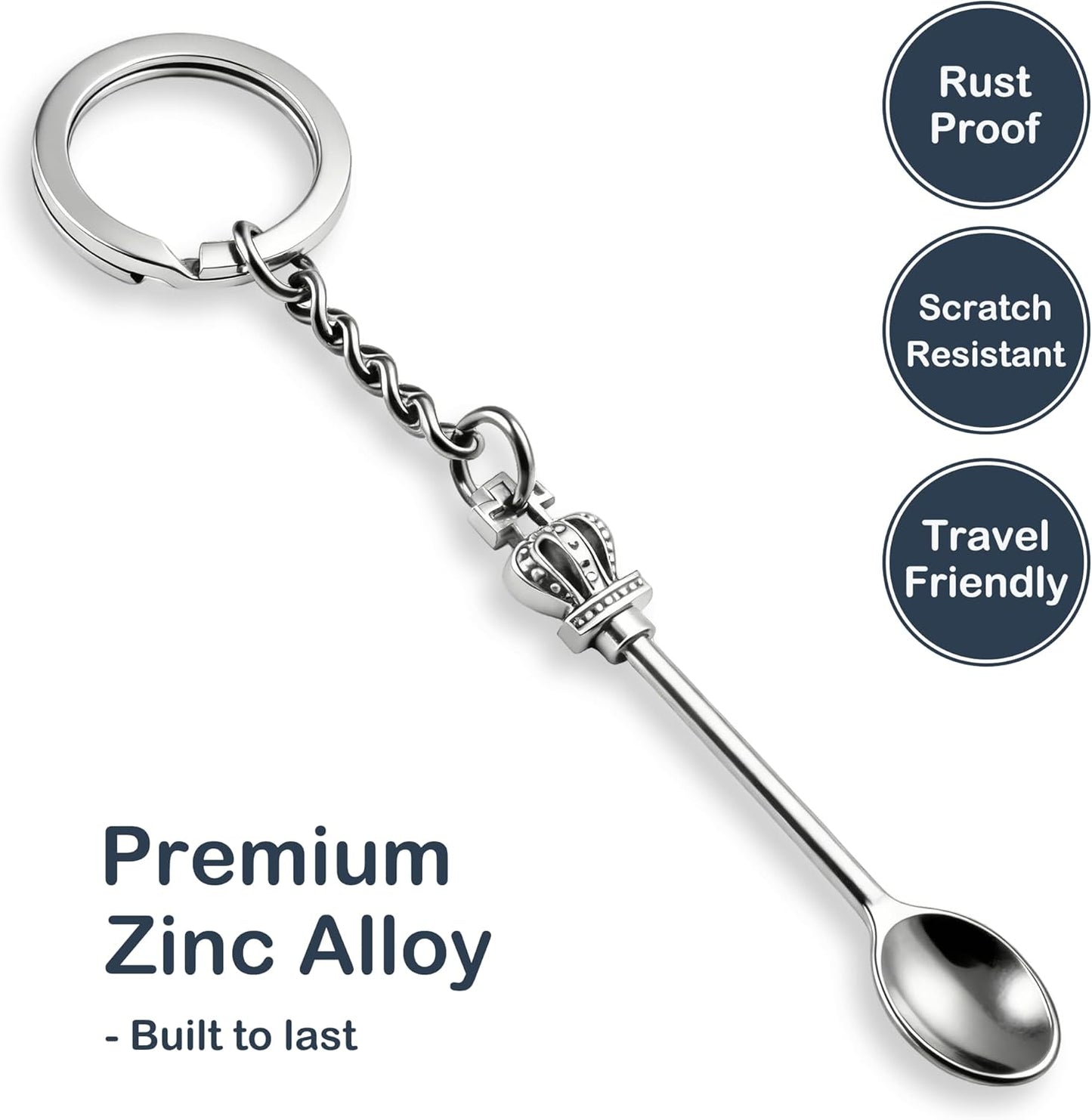 8 Pack Small Measuring Tools Spoon Keychain with Split Key Rings, Metal Mini Powder Spoons for Medicine, Pill Bottle, Craft, Partty (Multicolor, Tiny)