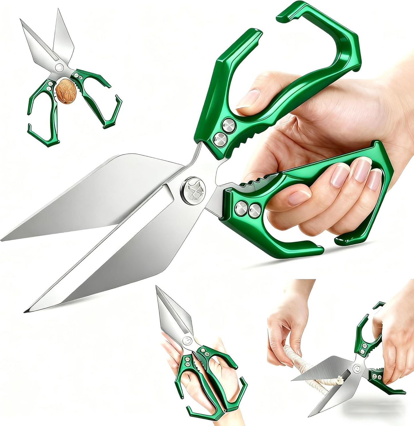 Multifunctional Heavy-Duty Kitchen Shears,Ultra Sharp Stainless Steel Poultry Shears,Multipurpose Food Scissors for Chicken, Meat,Fish, Vegetables,Bone Cutting(Silver)