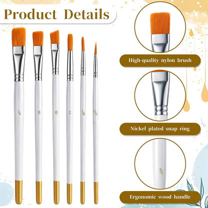6PCS Cake Painting Brushes Set, Food Baking Painting Brush Cake Decoration Tools Soft Cakes Decorating Brushes for Pastry Cookie Cakes Fondant Decoration (White)