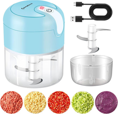 EASYSPEED Electric Garlic Chopper 1Cup, Mini USB Charging Wireless Food Processor with 304 Stainless Steel, 3 Sharp Blades, Portable Kitchen Meat Grinder for Onion, Garlic, Ginger, Chili