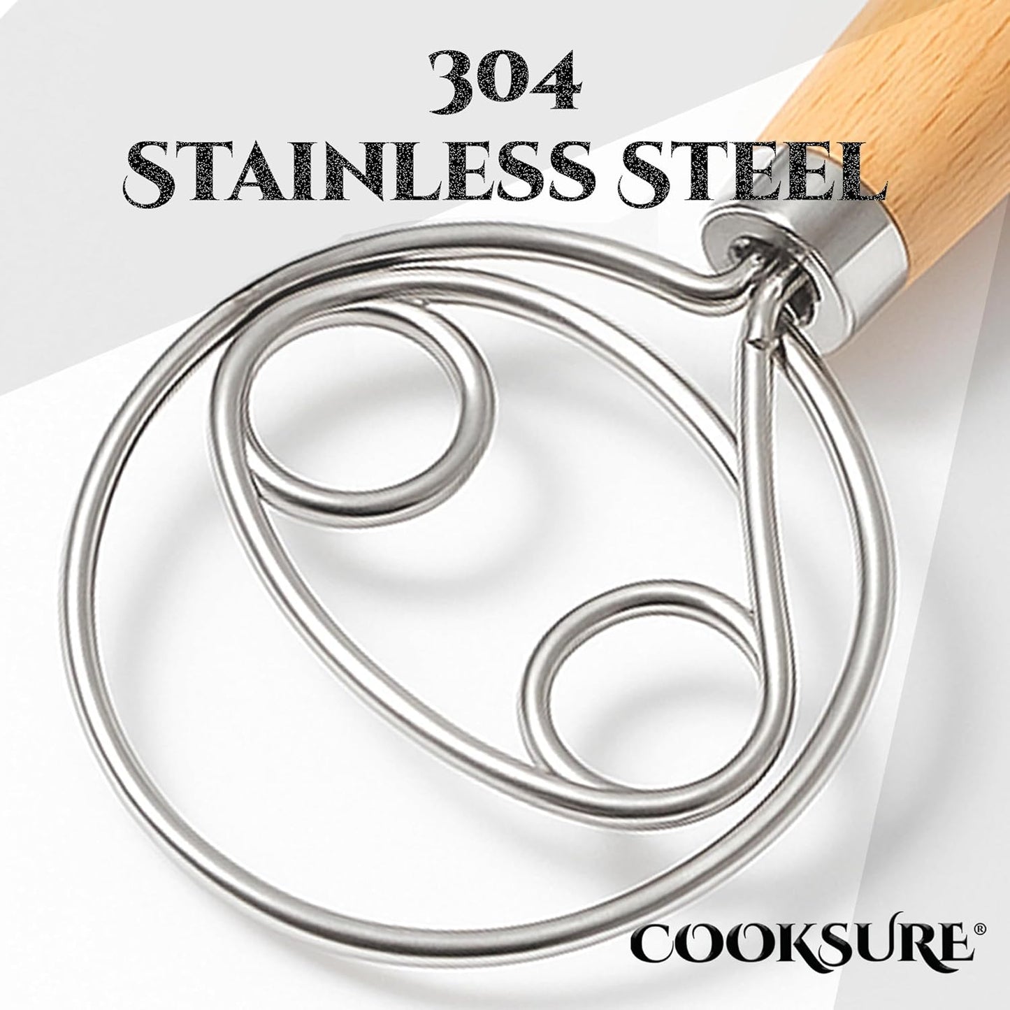 Danish Dough Whisk & Bread Lame Set for Sourdough Bread – Wooden Handle Dough Whisk Mixer and Bread Scoring Tool, Artisan Sourdough Baking Tools & Bread Baking Supplies