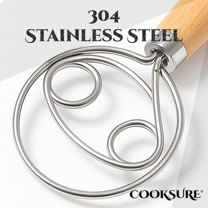 Danish Dough Whisk & Bread Lame Set for Sourdough Bread – Wooden Handle Dough Whisk Mixer and Bread Scoring Tool, Artisan Sourdough Baking Tools & Bread Baking Supplies