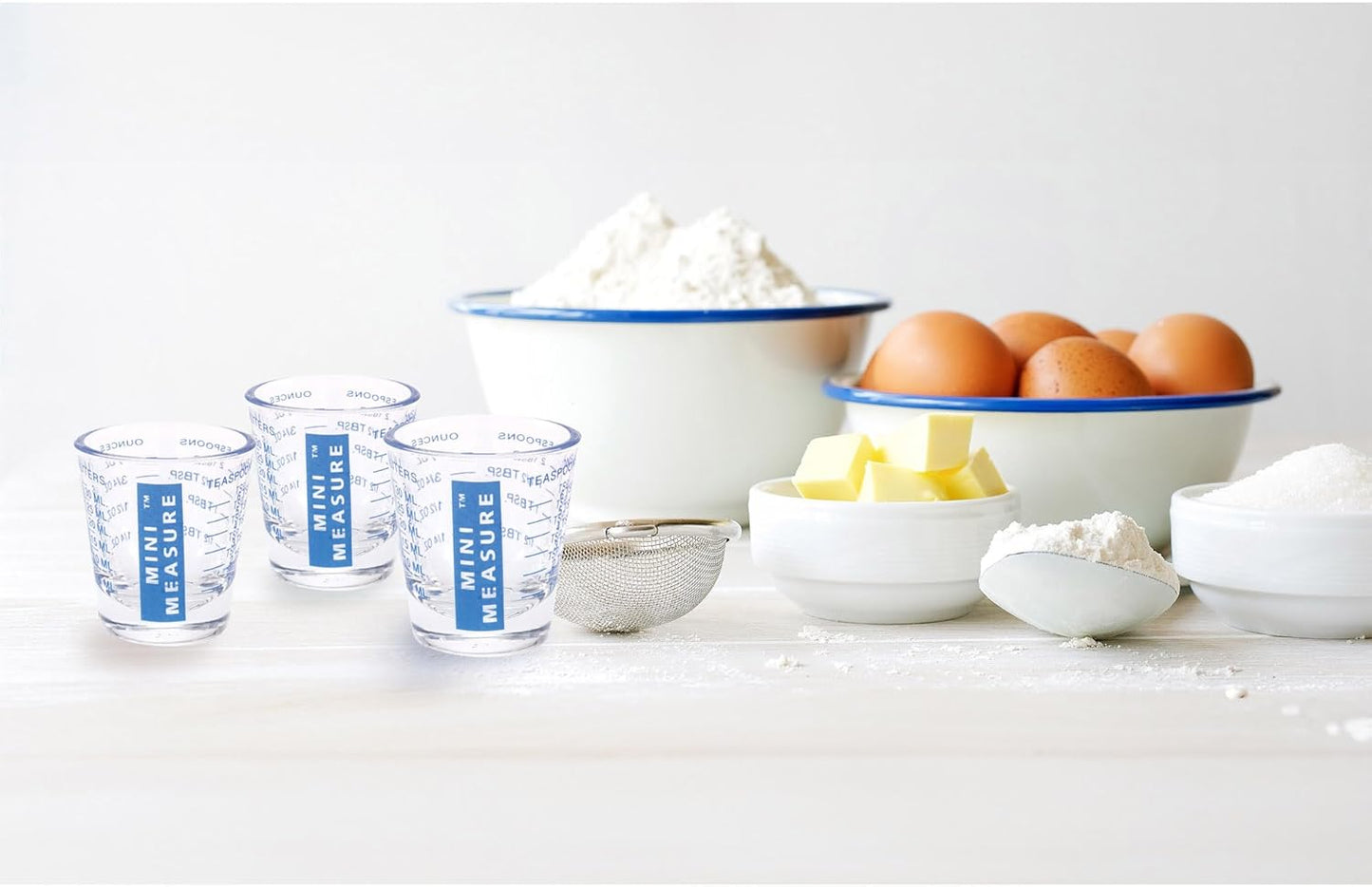 Kolder Mini Measure Heavy Glass, 20-Incremental Measurements Multi-Purpose Liquid and Dry Measuring Shot Glass, White