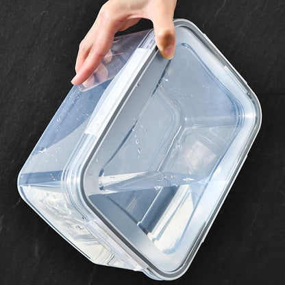 Drain Storage Basket, Fruit Storage Containers for Fridge with Removable Colander and Lid Produce Containers Keep Fruits Vegetables Meat Freshness (1750ML)