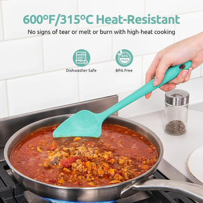 U-Taste 600ºF Heat Resistant Silicone Spatulas: Flexible Food-Grade Silicon Baking Scraper, Kitchen Cooking Mixing Utensils with Upgraded Sturdy Handle Tip for Nonstick Cookware (4-Pc., Midnight Blue)