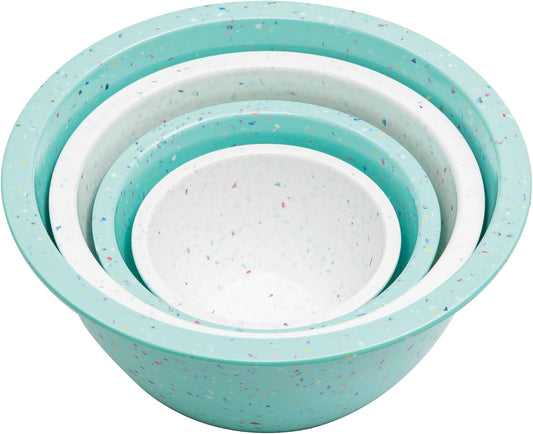 bzyoo Confetti Nesting Mixing Bowls Set - 4-Piece Colorful Kitchen Bowls (18oz, 1.25QT, 2.5QT, 4QT) - BPA-Free, Dishwasher Safe, Space-Saving Design Vibrant Color