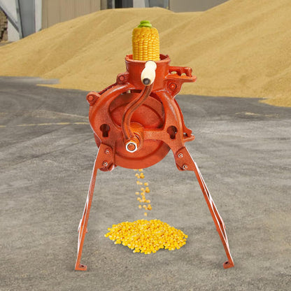 Manual Corn Thresher Hand Corn Sheller with Wooden Handle, Hand Corn Sheller Heavy Duty Shelling Machine Corn Thresher & Peeling Peeler Corn Cob Stripper Tool (orange)