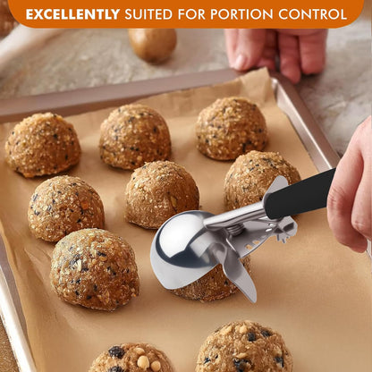 JUNADAEL J Portion Scoop, #20/2 OZ Ice Cream Scooper, Muffin Scoop, Disher, Yellow Handle, for Portion Control, Cookie Dough, Muffin, Cupcake Batter, Ice Cream, Mashed Potatoes