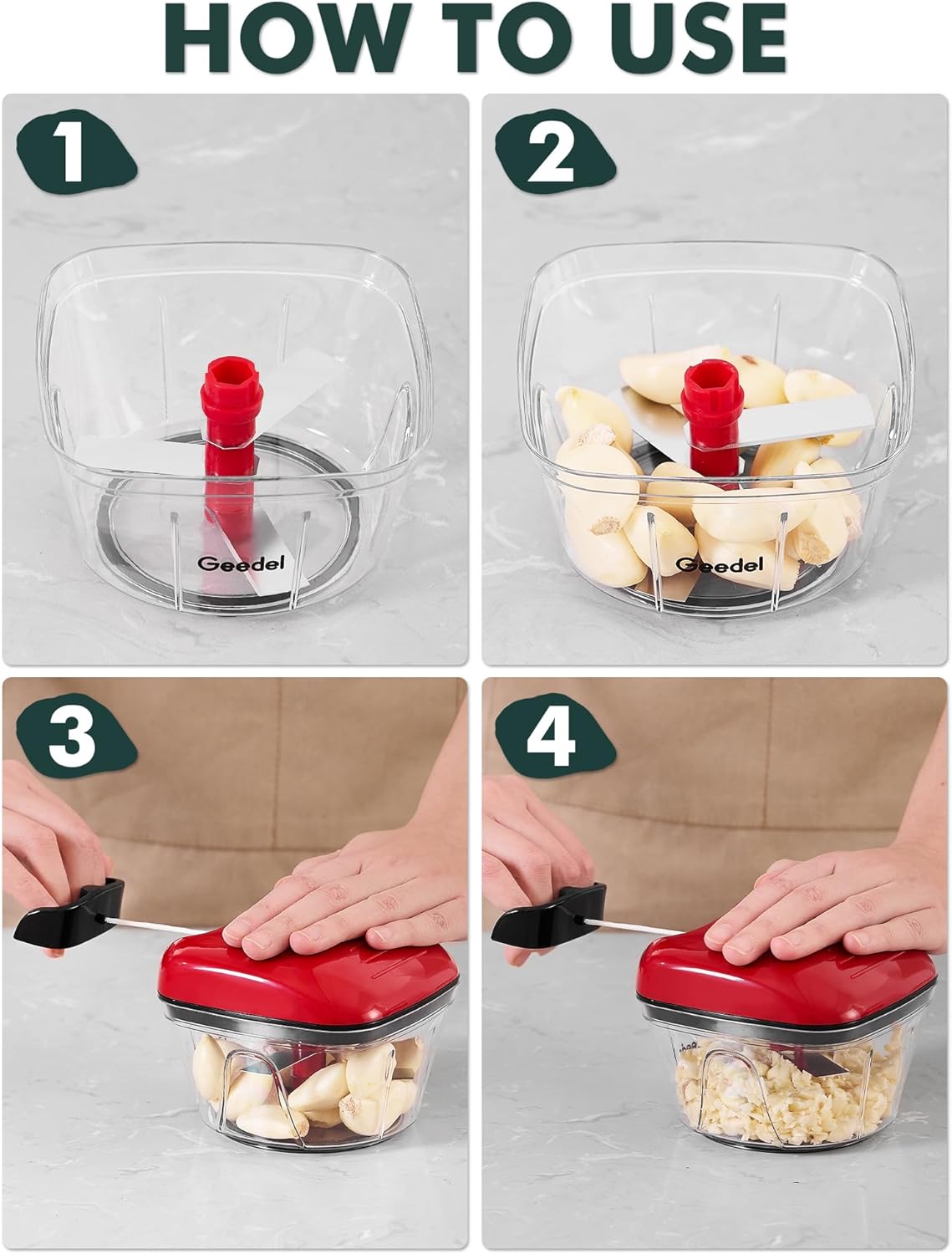 Manual Pull Food Chopper, Hand Pull String Onion Chopper Dicer for Kitchen, Easy Cleaning Food Chopper for Vegetables, Fruits (500 ML)