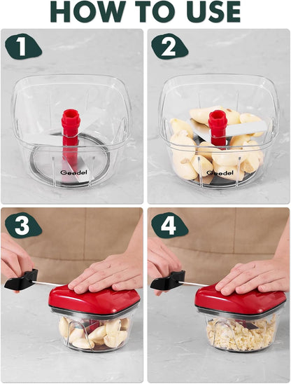 Manual Pull Food Chopper, Hand Pull String Onion Chopper Dicer for Kitchen, Easy Cleaning Food Chopper for Vegetables, Fruits (500 ML)